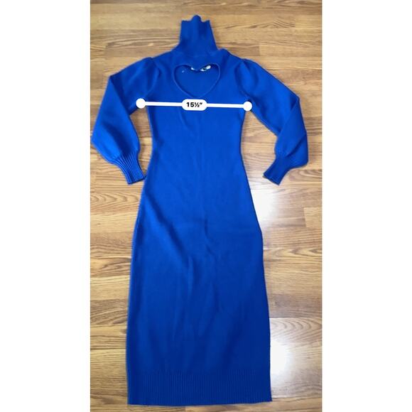 FARM Rio cobalt blue Heart Neckline Blue Knit Dress size XS - Picture 4 of 13